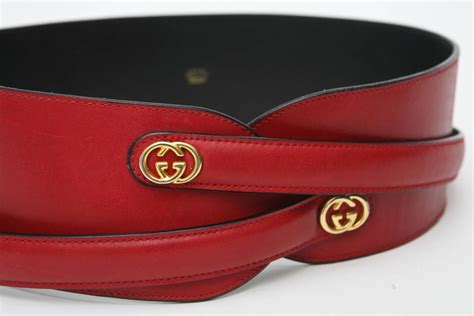 Red Leather Gucci Wide Waist Belt Saturday Sale For Sale At 1stdibs