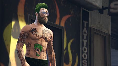 Mp Custom Green Jester Tattoo Png For Male Mp Character Stomach