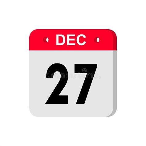 Calendar Vector Icon On White Background December 27 Stock Vector