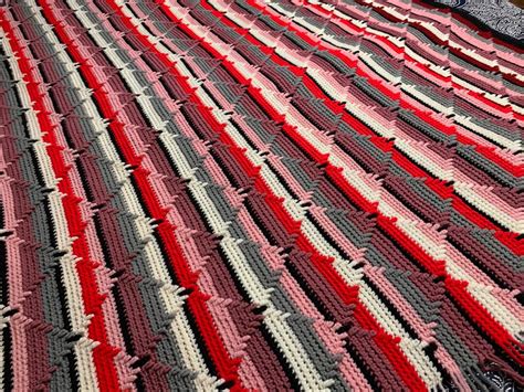 Handmade Navajo Diamond Crochet Afghan Red Pink Mauve Gray Etsy