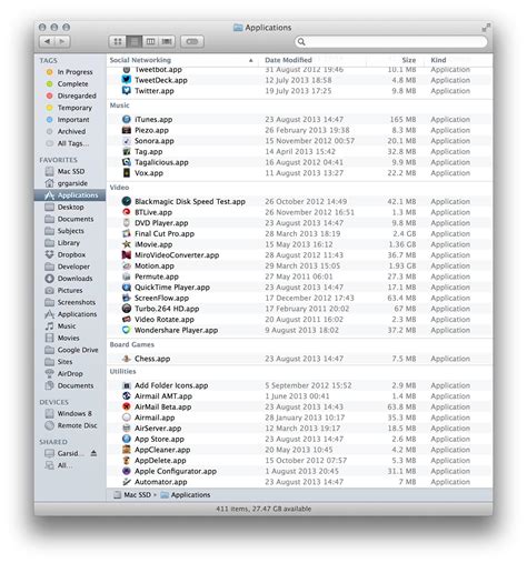 Macos Using Finder To Arrange Applications By Application Type