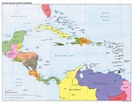Large detailed political map of Central America and the Caribbean with ...