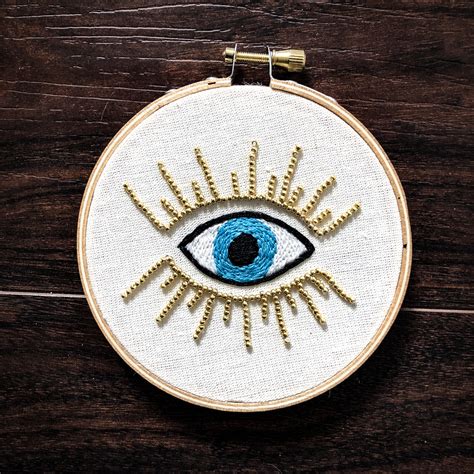 Handmade Embroidered Hoop Evil Eye Embroidery And Stitching Eyes