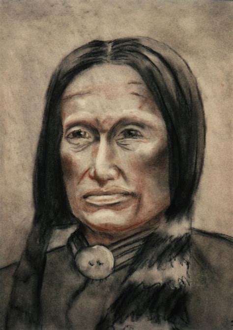Portrait Of Native American Man Drawing By Sheri Lauren