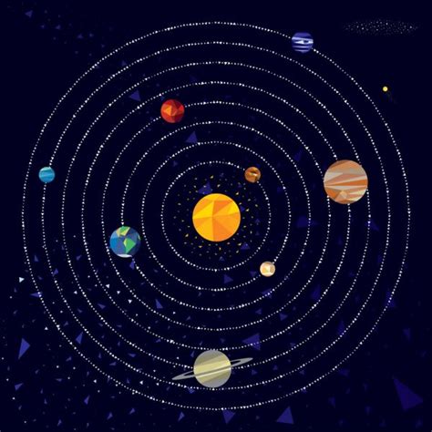 Solar System Planet Scheme With Distances And Orbits — Stock Vector