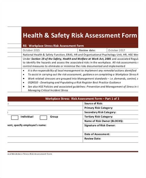 2022 Health And Safety Risk Assessment Form Fillable Printable Pdf Images
