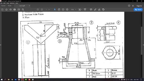 Ex 21 Screw Jack Mech Eng Drawing Autocad Part 1 Youtube