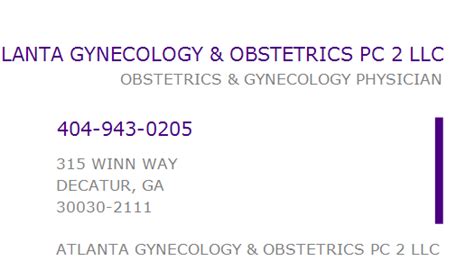 1912036948 Npi Number Atlanta Gynecology And Obstetrics Pc 2 Llc