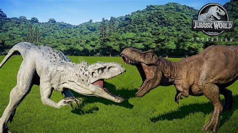 T Rex The King Vs Indominus Rex Battle Jurassic World Evolution
