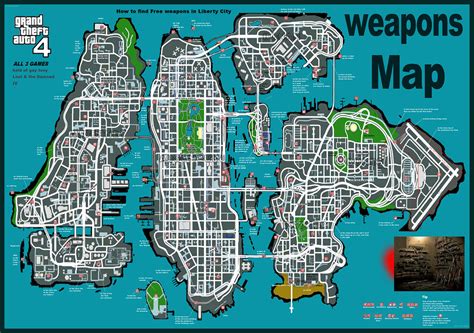 Big Gta Iv And Eflc Guns Map Grand Theft Auto Iv Weapons Map Flickr