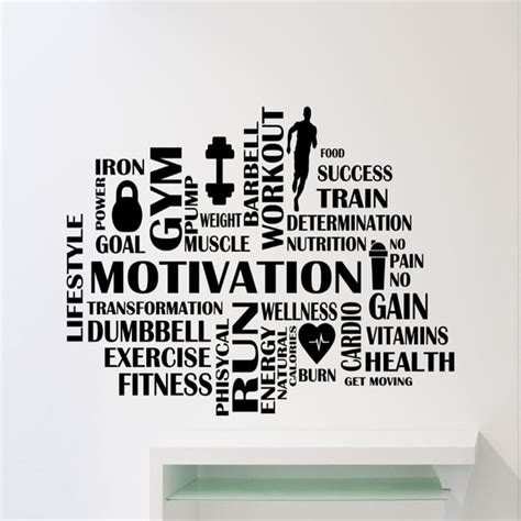 Gym Motivational Words Wall Decal Fitness Sport Wall