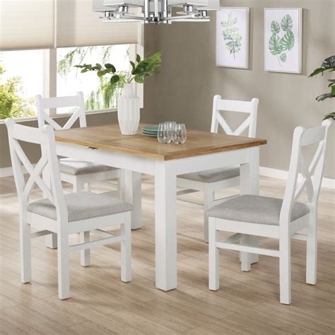 Shapes dining room tables with extending function are the perfect space saving furniture items. White Extendable Dining Table in Solid Wood with an Oak ...