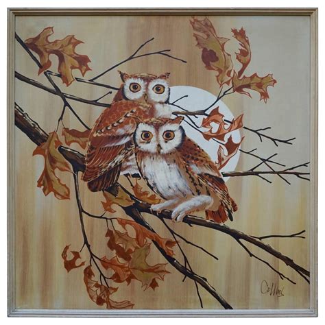 Painting Of Two Owls For Sale At 1stdibs