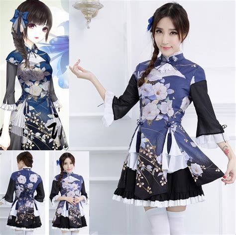 Cute maid anime carnival costume classic apron dress with. Japanese Kimono Anime Costume Maid Outfit Hot Game Cosplay ...