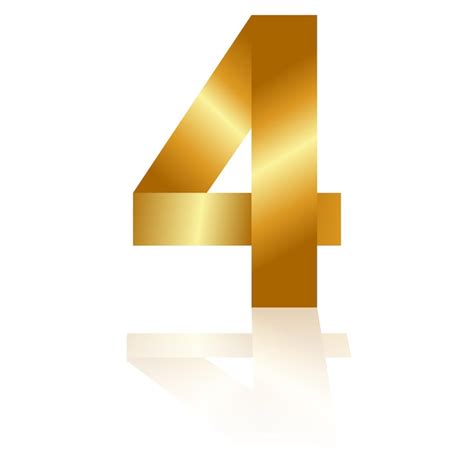 Premium Vector Number Four From Golden Ribbon With Mirror Shadow