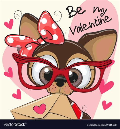 Valentine Card With Cute Cartoon Puppy Royalty Free Vector