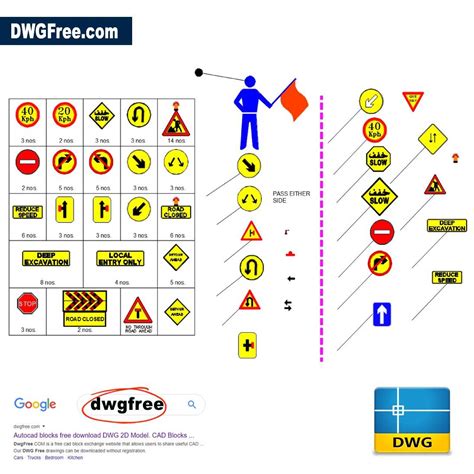 Traffic Diversion Detour Sign Board Dwg Drawing Free In Cad