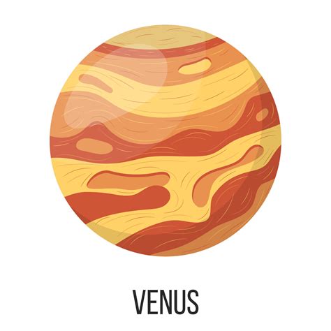 Venus Planet Isolated On White Background Planet Of Solar System Cartoon Style Vector