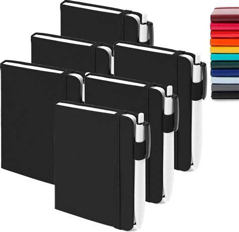 feela 6 Carnet de Notes de Poche A6 avec 6 Stylos Noirs Page Lignée