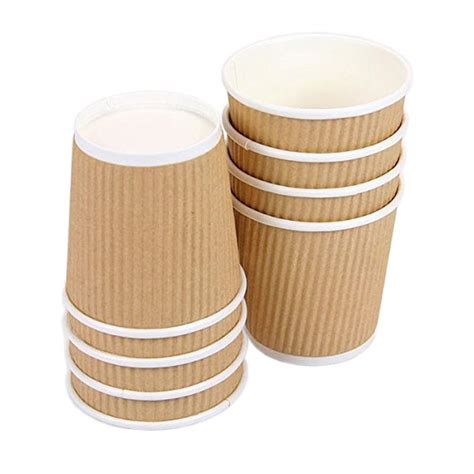 500 Cups X 8oz 240ml Kraft Brown Triple Walled Disposable Coffee