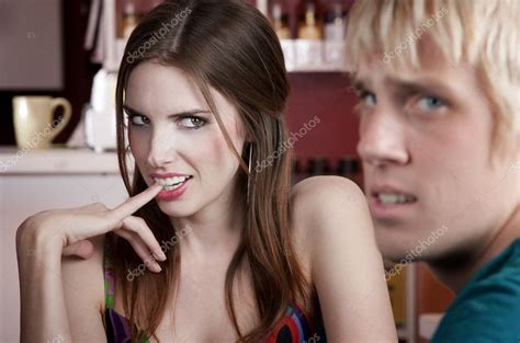 Woman Flirting With Male Friend Stock Photo By ©creatista 39774369