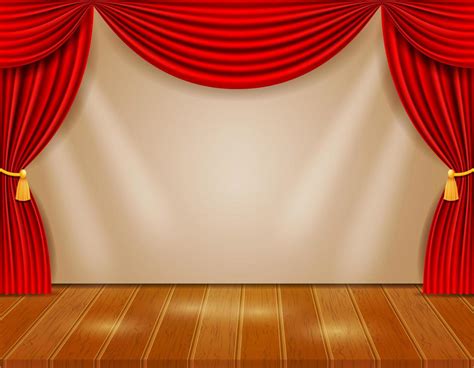 Theater Stage With Red Curtains Vector Art At Vecteezy