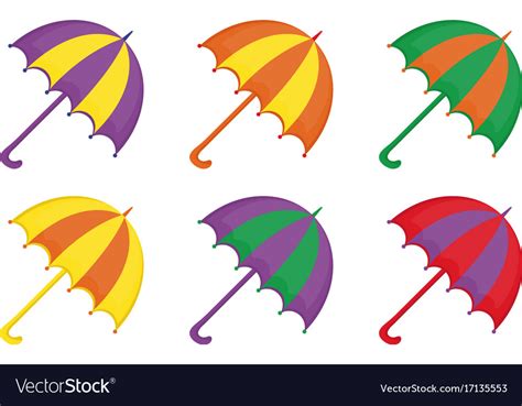 Umbrellas Icon Set Flat Or Cartoon Style Beach Vector Image