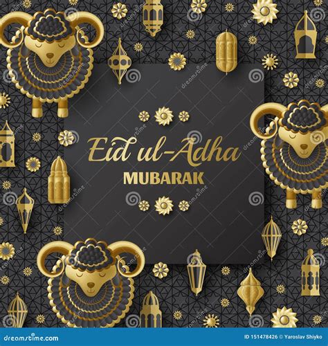 Eid Ul Adha Background Islamic Arabic Lanterns And Sheep Greeting