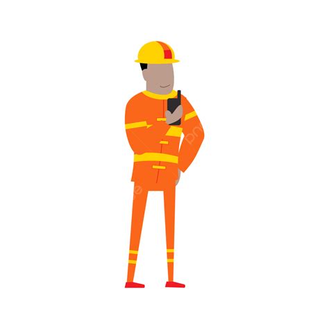 Gambar Staf Pemadam Kebakaran Dalam Karakter Kartun Dengan Ilustrasi