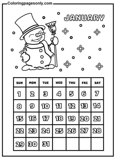 January 2023 Calendar Coloring Page