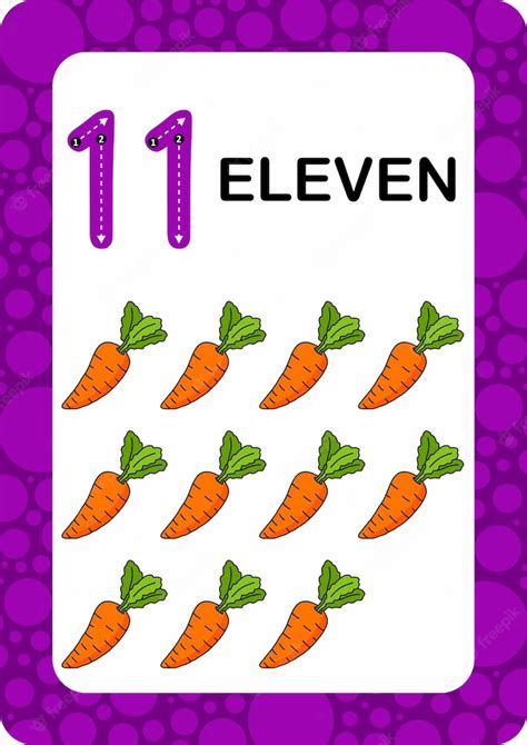 Premium Vector Numbers Flashcards Number Eleven Educational Math Card