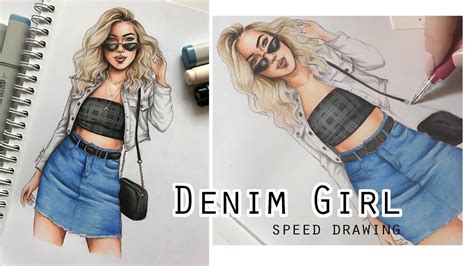 Denim Girl Speed Drawing Youtube