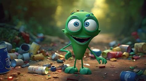 Premium Ai Image A Mischievous Green 3d Cartoon Character