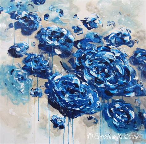 Art Prints Large Art Blue Abstract Painting Colorful Modern Blue White