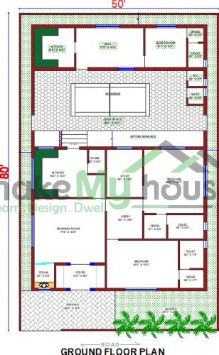 Buy 50x80 House Plan 50 By 80 Elevation Design Plot Area Naksha