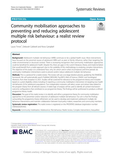 pdf community mobilisation approaches to preventing and reducing adolescent multiple risk