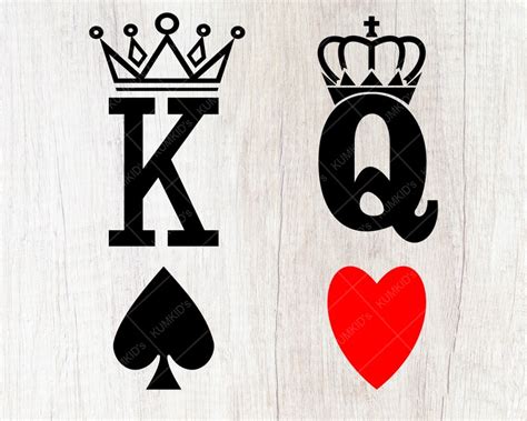 King And Queen Svg Queen Of Hearts Cut Files For Cricut Etsy