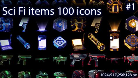 Sci Fi Items Icons Gamedev Market