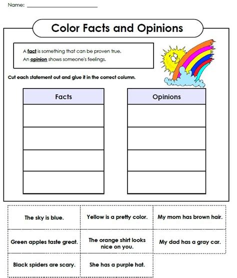 Printable Fact And Opinion Worksheet Fact And Opinion Fact And