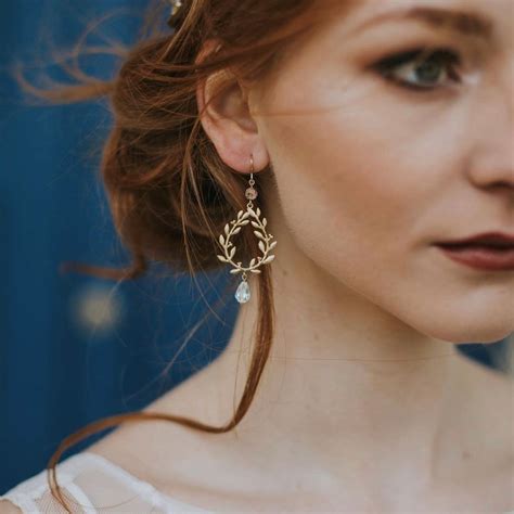 Rebecca Leaf Bridal Drop Earrings Rachel Sokhal Bridal Accessories