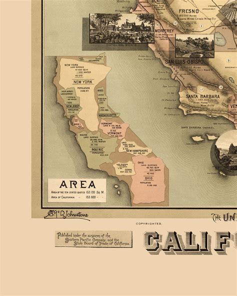 The Unique Map Of California 1888 Vintage Map Antique Map