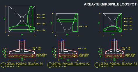 Download Detail Pondasi Telapak Autocad Free Area Teknik Sipil