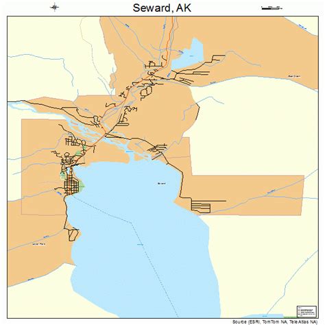 Seward Alaska Street And Road Map Ak Atlas Poster Print H Ebay
