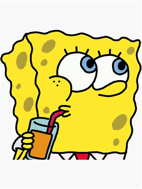 Spongebob Sipping Drink Sticker By I K In 2021 Spongebob Painting