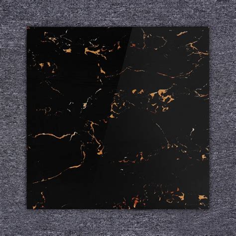 60x60 Glossy Black Gold Marble Floor Tiles Fully Polished Glazed Marble