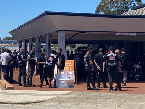 Bikies Arrive At Funeral Home For Nick Martins Funeral