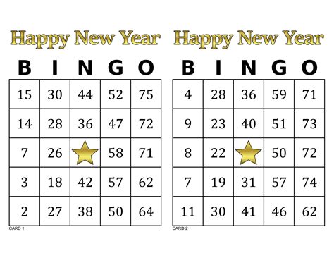 Happy New Year Bingo Cards 1000 Cards Prints 2 Per Page Fun Party