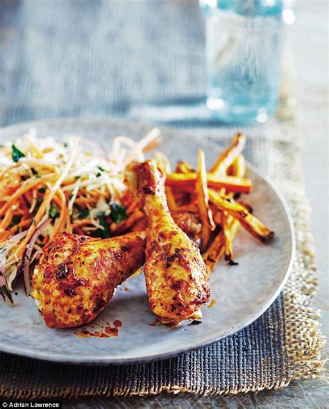 Peri Peri Chicken Sweet Potato Chips And Coleslaw Daily Mail Online