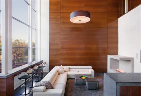 Sapele Wood Panels In A Modern Living Area Painting Wood Paneling