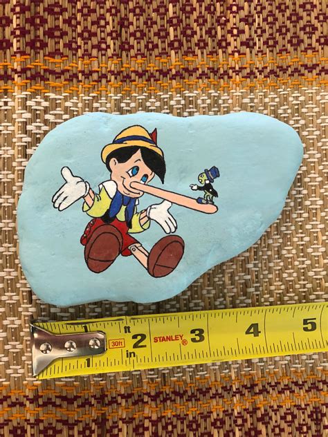 Pinocchio And Jiminey Cricket Painted Rock Etsy